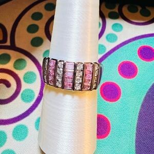 Bomb Party Ring RG77129 You Deserve It All LC Pink Corundum on Hematite Plating